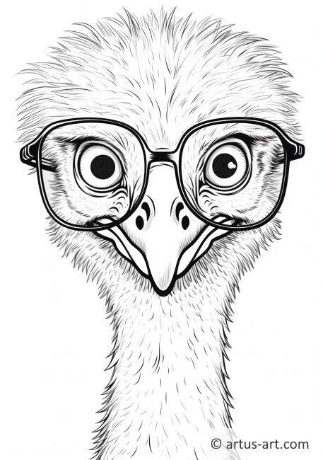 Ostrich with Funny Glasses Coloring Page